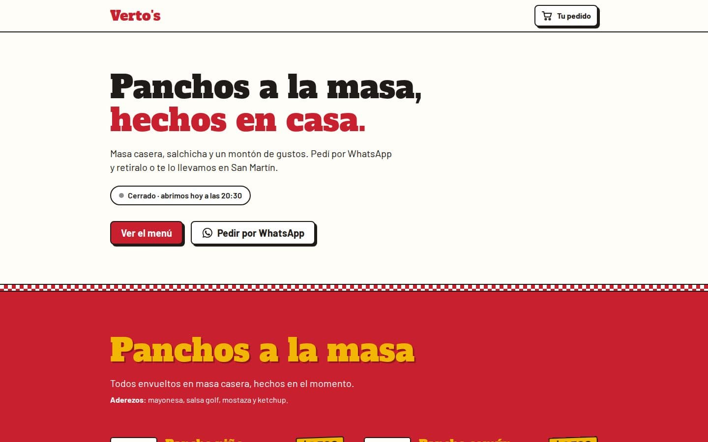 Verto's: Inicio con estado abierto/cerrado